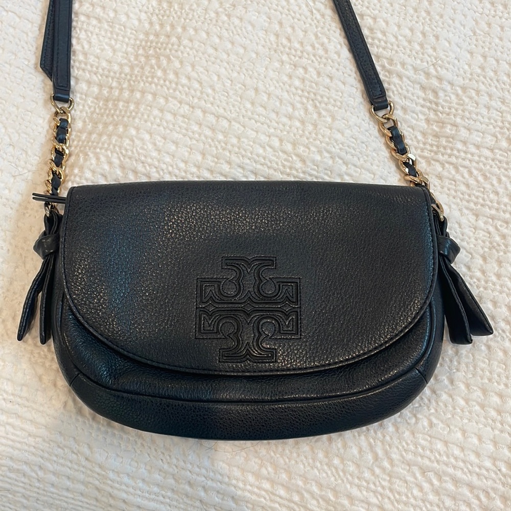 Tory Burch Black and Gold Adjustable Crossbody